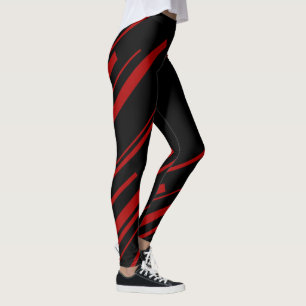 Diagonale lijnen in rood en zwart leggings