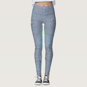 Diagonale lijnen patroon GB 01.w L Blauw BG Leggings