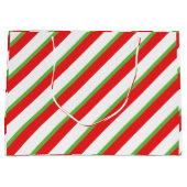 Diagonale lijnen patroon kerstcadeau tas groot cadeauzakje (Voorkant)