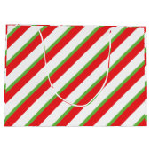 Diagonale lijnen patroon kerstcadeau tas groot cadeauzakje (Achterkant)