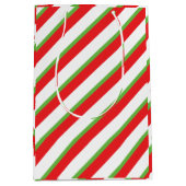 Diagonale lijnen patroon kerstcadeau tas medium cadeauzakje (Voorkant)