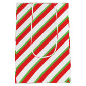 Diagonale lijnen patroon kerstcadeau tas medium cadeauzakje (Achterkant)