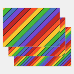 Diagonale lijnen voor regenboogstrips inpakpapier vel