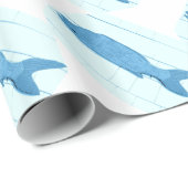 diagonale logo blauwe vis cadeaupapier (Rol Hoek)