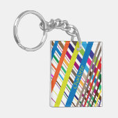 Diagonale Multicolor-lijnen Sleutelhanger (Voorkant Links)