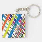 Diagonale Multicolor-lijnen Sleutelhanger (Achterkant)