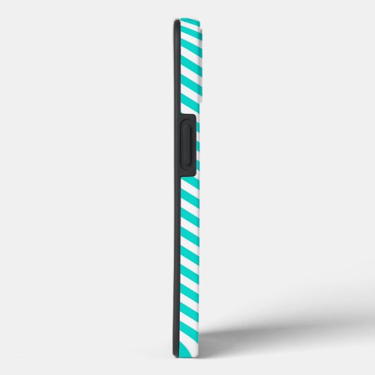 Diagonale neonblauwe en witte strepen initialen Case-Mate iPhone case (Achterkant / Rechts)