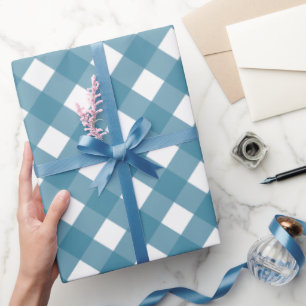 Diagonale oceaankleur en witte buffel Plaid Cadeaupapier