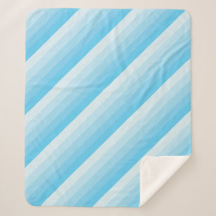 Diagonale ombre strepen in turquoise blauwe tinten sherpa deken