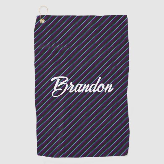 Diagonale paarse, blauwe en zwarte strepen golfhanddoek (Voorkant)