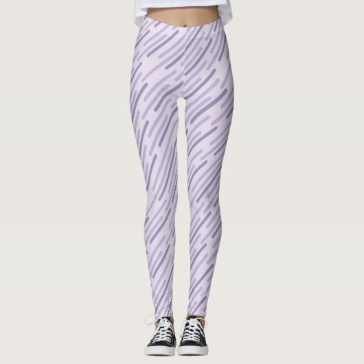 Diagonale paarse strepen leggings (Voorkant)