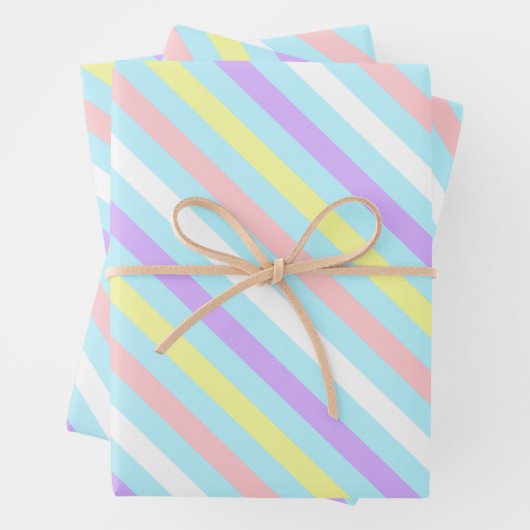 Diagonale pastelstrepen Verpakking Papier Platte v Inpakpapier Vel (In situ)