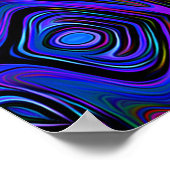 Diagonale psychedelische veelkleurige abstracte ku poster (Hoek)