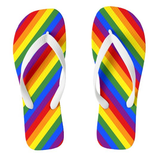 Diagonale Rainbow Stripe Patroon LGBT Pride Teenslippers (Voetbed)