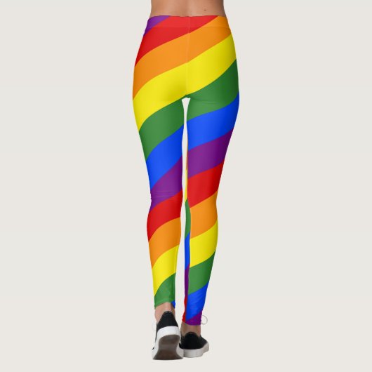 Diagonale Rainbow Stripes LGBT Pride Leggings (Achterkant)