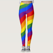 Diagonale Rainbow Stripes LGBT Pride Leggings (Voorkant)