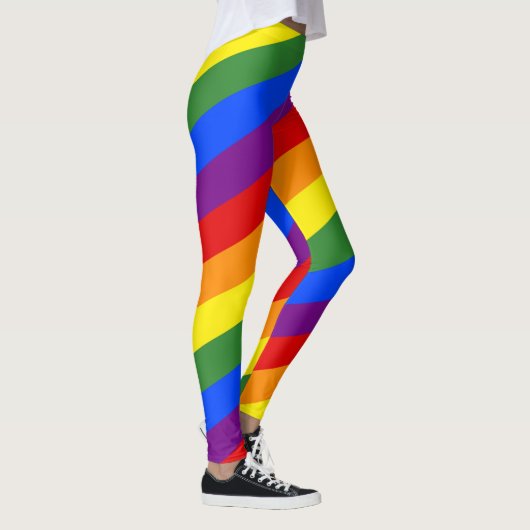 Diagonale Rainbow Stripes LGBT Pride Leggings (Rechts)