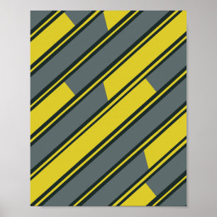 Diagonale rechthoeken in geel en donkergrijs poster