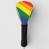 Diagonale regenboog gestreepte aangepaste naam golfheadcover (Voorkant)