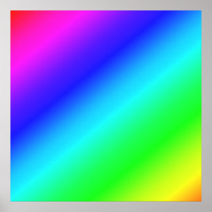 Diagonale Regenboog Gradiënt Blauw naar Groen Poster