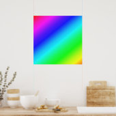 Diagonale Regenboog Gradiënt Blauw naar Groen Poster (Keuken)