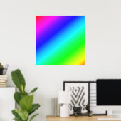Diagonale Regenboog Gradiënt Blauw naar Groen Poster (Thuiskantoor)