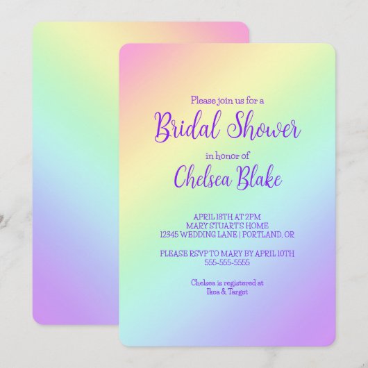 Diagonale regenboogbredal Showuitnodiging Kaart (Voorkant / Achterkant)