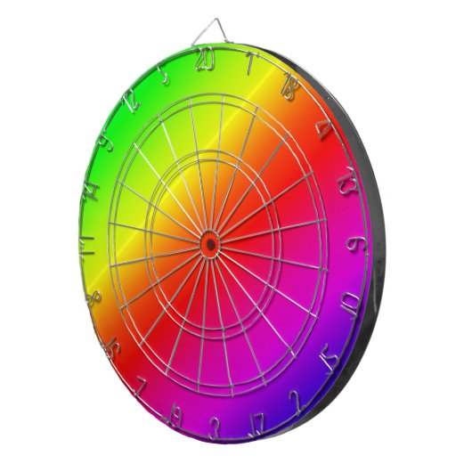 Diagonale regenbooggradiënt rood tot groen dartbord (Voorkant Rechts)