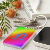 Diagonale regenbooggradiënt rood tot groen sleutelhanger (Voorkant Rechts)