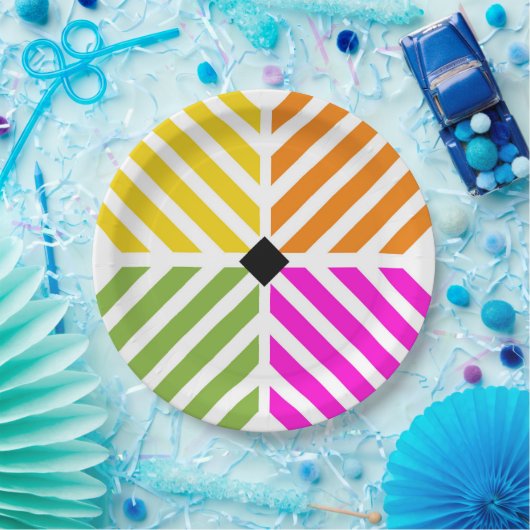 Diagonale regenboogstaven Partij Papieren Bordje (Feest)