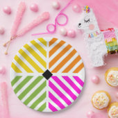 Diagonale regenboogstaven Partij Papieren Bordje (Feest)