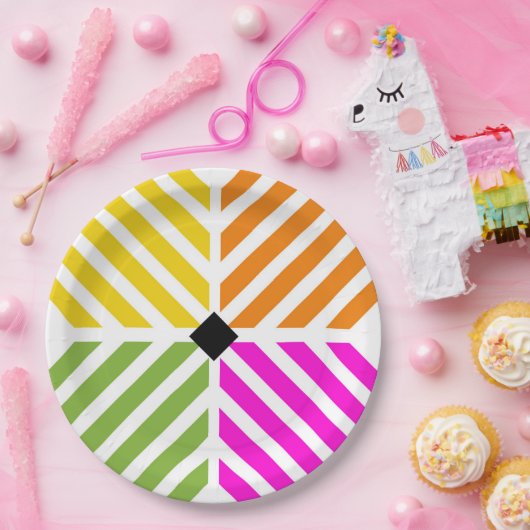 Diagonale regenboogstaven Partij Papieren Bordje (Feest)