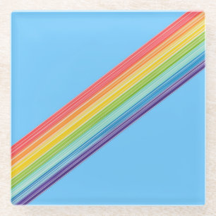 Diagonale regenboogstrepen glazen onderzetter