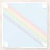 Diagonale regenboogstrepen glazen onderzetter (Achterkant)