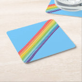 Diagonale regenboogstrepen kartonnen onderzetters (Schuin)