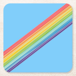 Diagonale regenboogstrepen kartonnen onderzetters