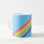 Diagonale regenboogstrepen koffiemok (Voorkant links)