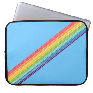 Diagonale regenboogstrepen laptop sleeve