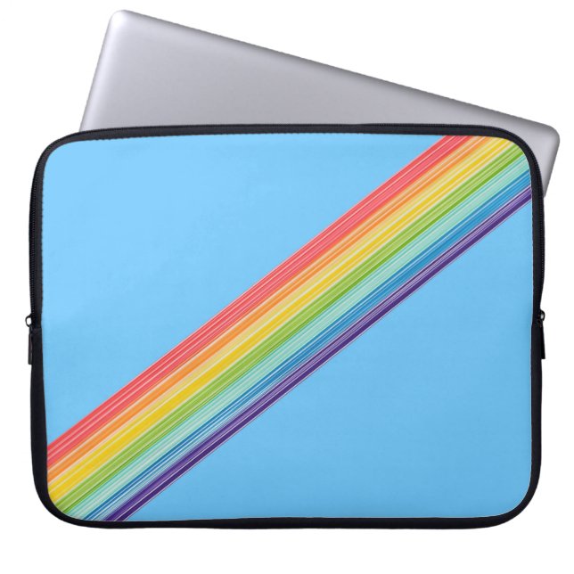 Diagonale regenboogstrepen laptop sleeve (Voorkant)