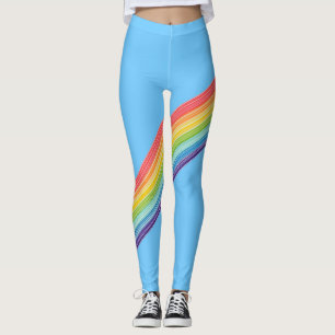 Diagonale regenboogstrepen leggings