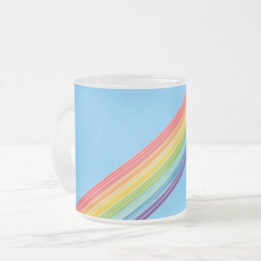 Diagonale regenboogstrepen matglas koffiemok (Voorkant links)