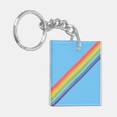 Diagonale regenboogstrepen sleutelhanger (Voorkant Links)