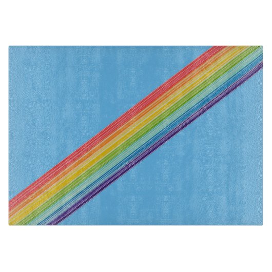 Diagonale regenboogstrepen snijplank (Voorkant)