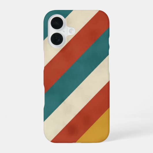 Diagonale Retro Banden iPhone 16 Hoesje (Achterkant)