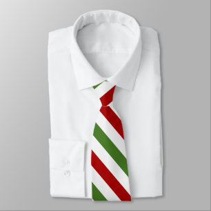 Diagonale rode, witte en groene strepen stropdas
