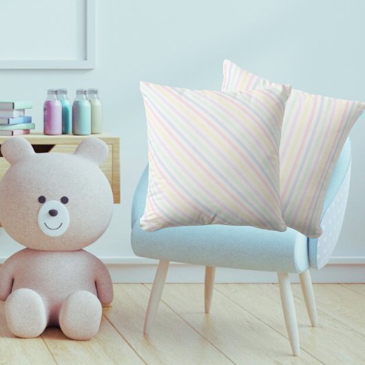 Diagonale Snoepjes strepen Retro pastel Kussen