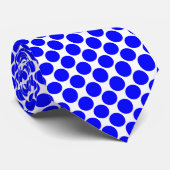 Diagonale spots - Blauw op wit Stropdas (Opgerold)
