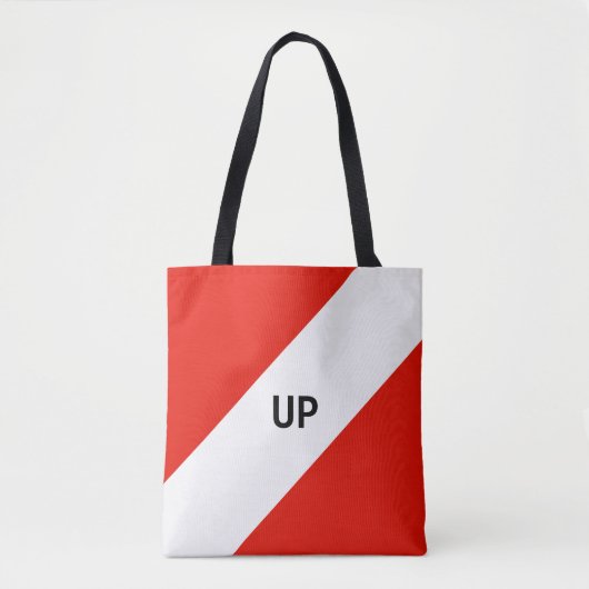 Diagonale staven voor rood en wit tote bag (Voorkant)
