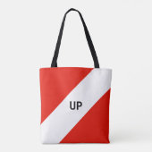 Diagonale staven voor rood en wit tote bag (Achterkant)