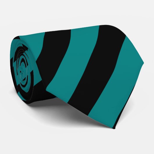 Diagonale staven voor zwart en Blauwgroen Stropdas (Opgerold)